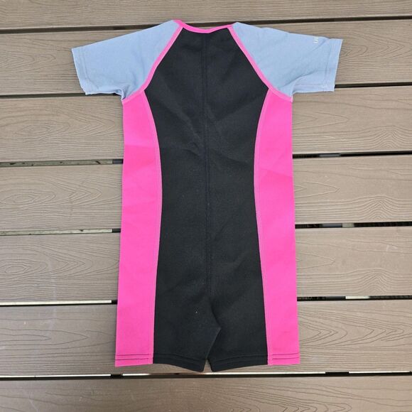 TYR Girls Thermal Swim Suit Zip up Pink/grey/black Size 3T New Sample - Picture 2 of 2